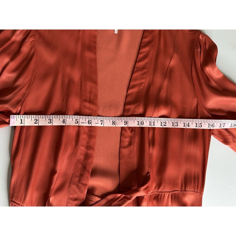 Free People Marilyn Satin Duster Red Tie Waist Long Layering Jacket Size Xs - Picture 10 of 12